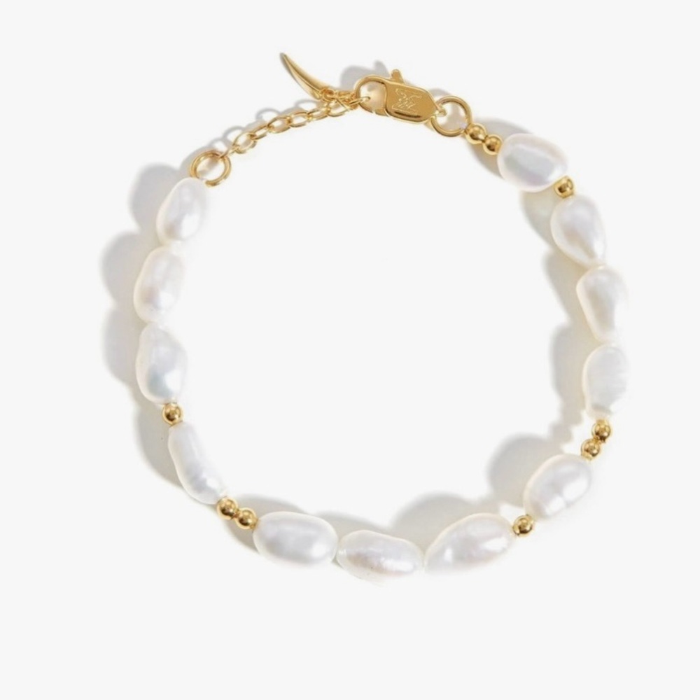 Missoma Freshwater Pearl Gold Bead Bracelet